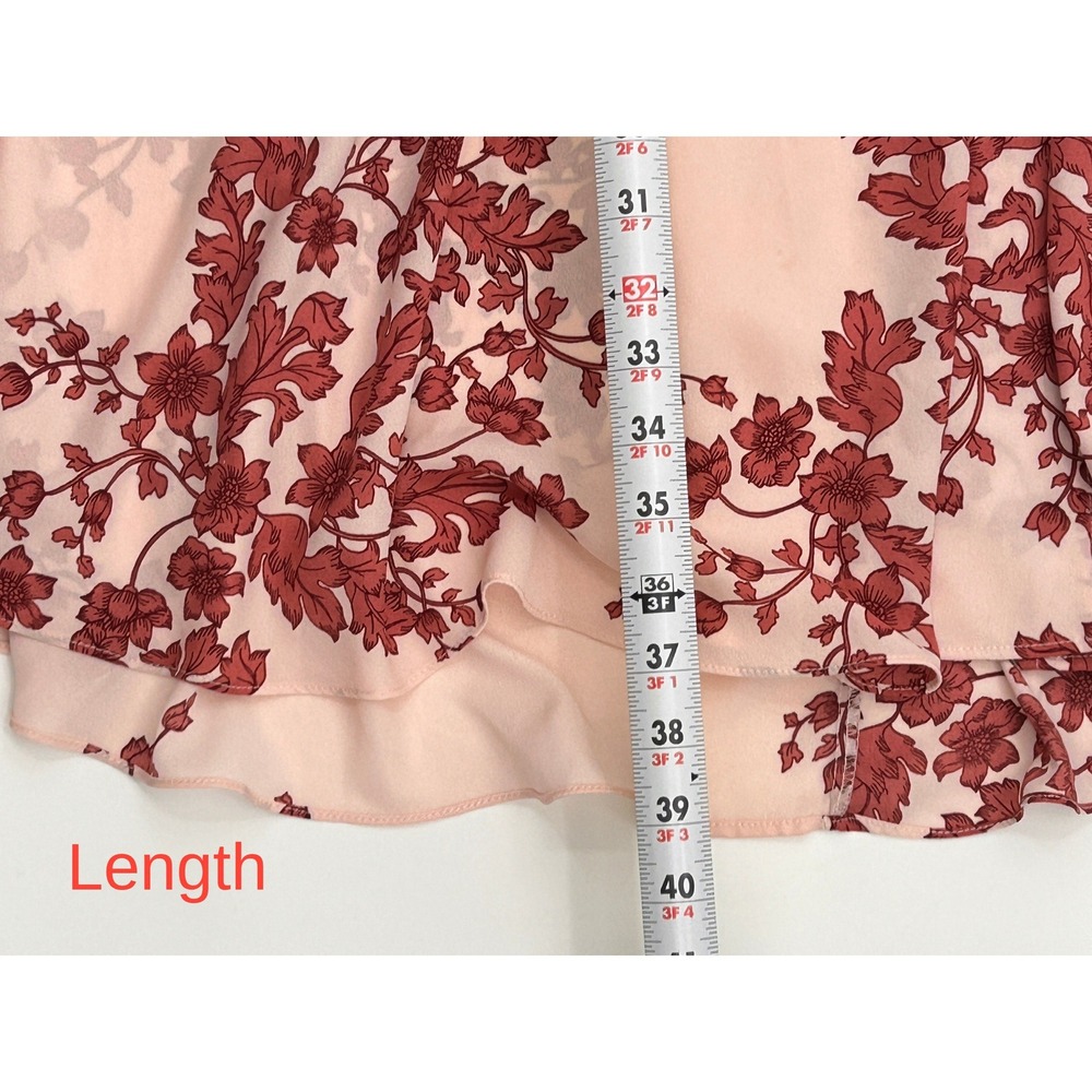 Nanette Lepore Pink Floral Sleeveless Belted Midi Shirtdress Size 6 Burgundy - Picture 16 of 16